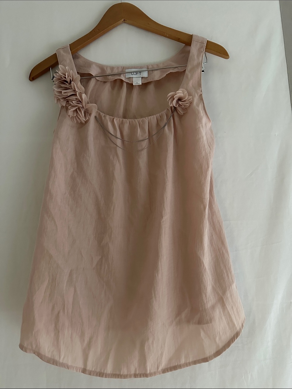 LOFT Dusty Blush Flower-Embellished Sleeveless Camisole